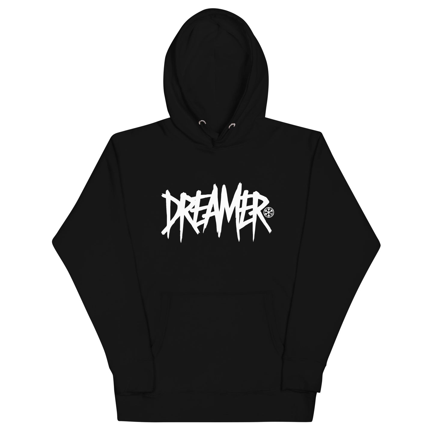 Black-Dreamer Graffiti Tag Hoodie from B.Different Clothing, front view, graffiti-inspired streetwear