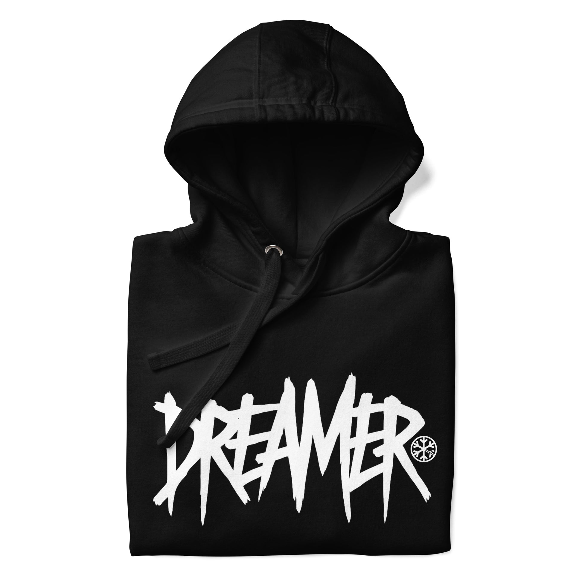 Black-Dreamer Graffiti Tag Hoodie from B.Different Clothing, folded, graffiti-inspired streetwear