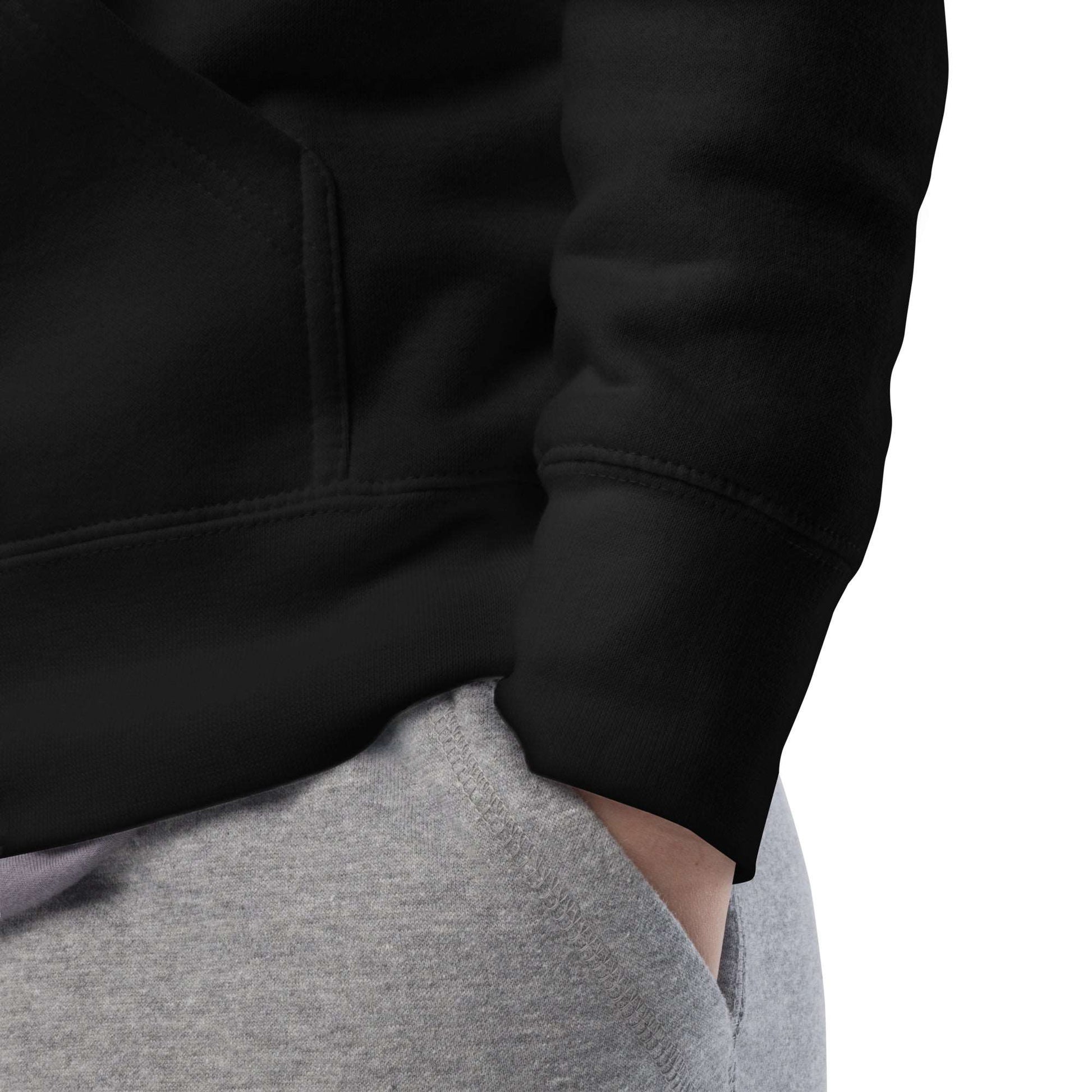 Black-Leonardo da Vinci Hoodie from B.Different Clothing, detail, graffiti-inspired streetwear