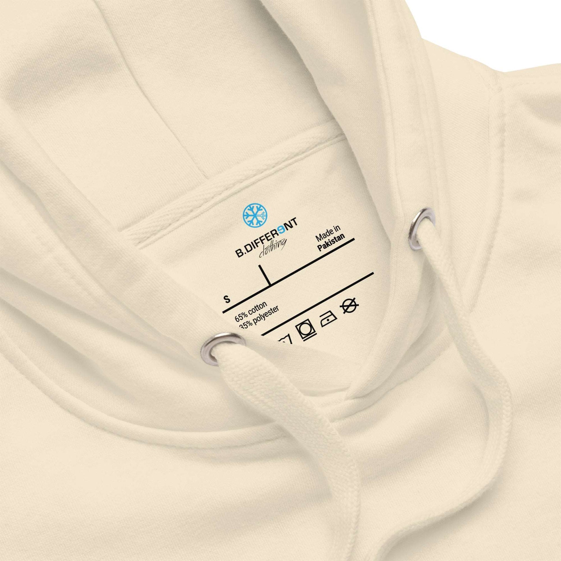 Beige-Outcast Graffiti Tag Hoodie from B.Different Clothing, collar, graffiti-inspired streetwear