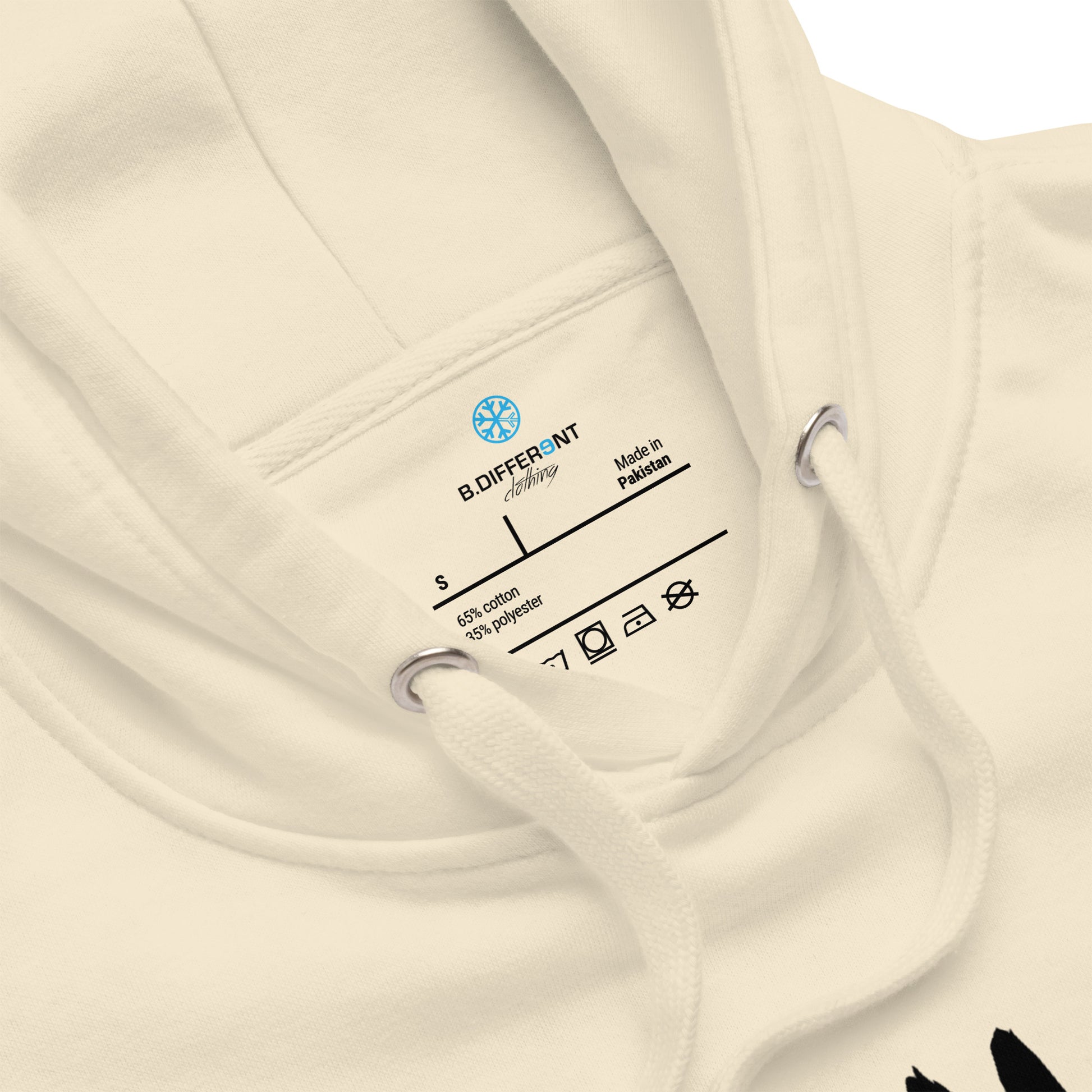 Beige-Dreamer Graffiti Tag Hoodie from B.Different Clothing, collar, graffiti-inspired streetwear