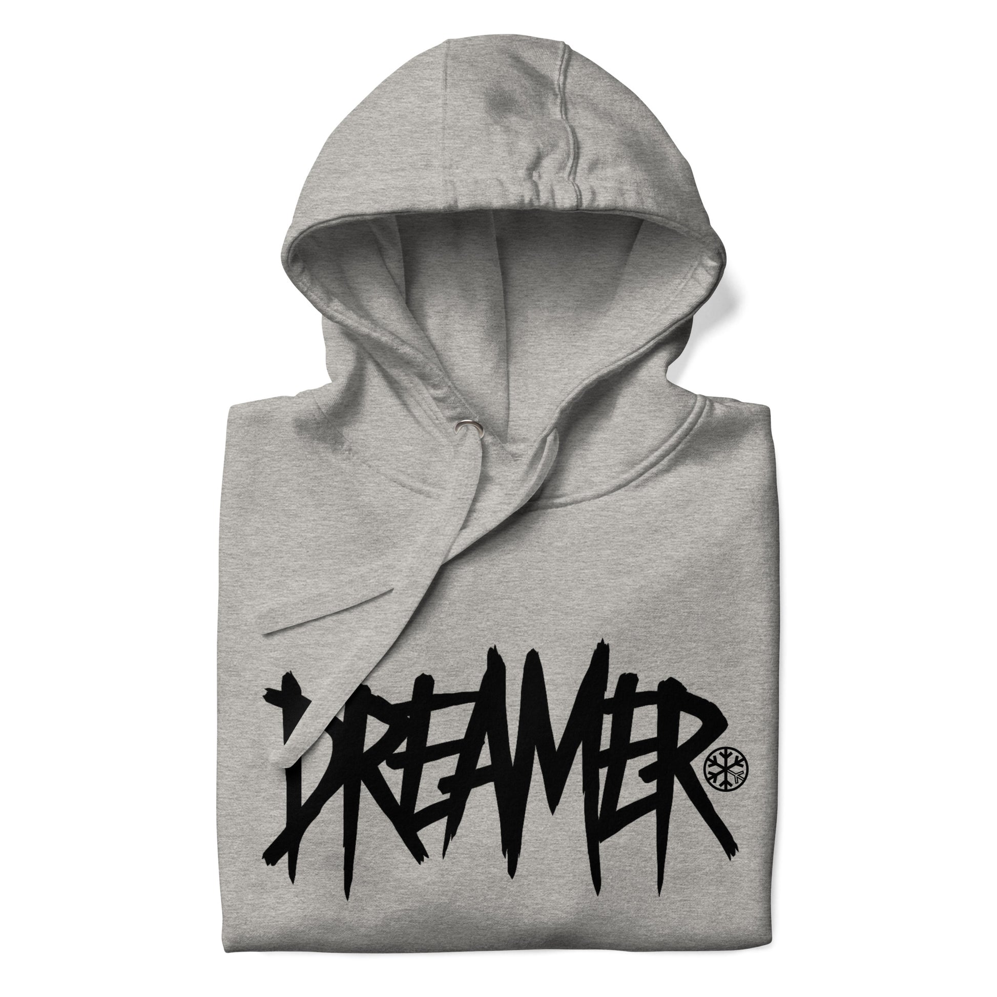 Gray-Dreamer Graffiti Tag Hoodie from B.Different Clothing, folded, graffiti-inspired streetwear
