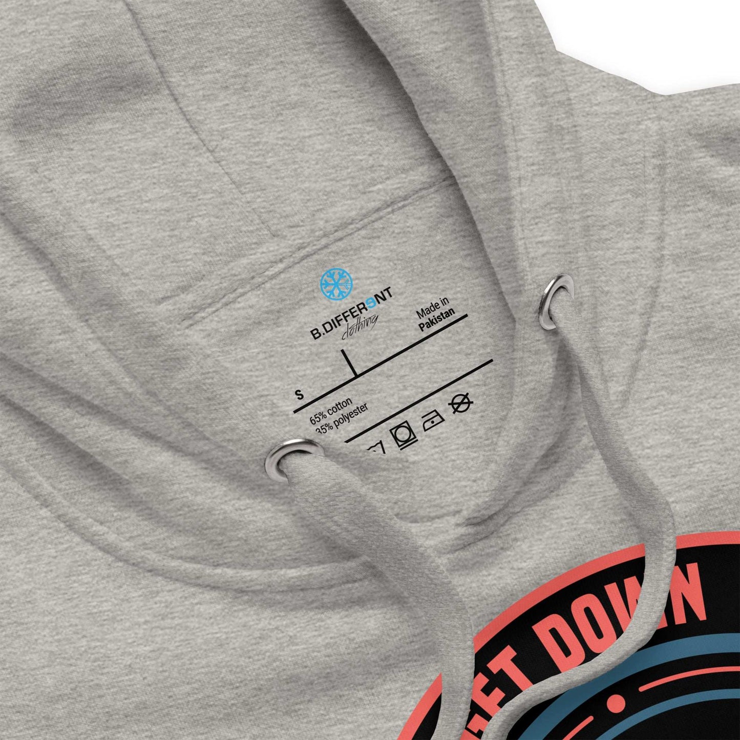 gray-get-down-logo-hoodie-detail-by-b.different-clothing-graffiti-inspired-independent-streetwear-brand