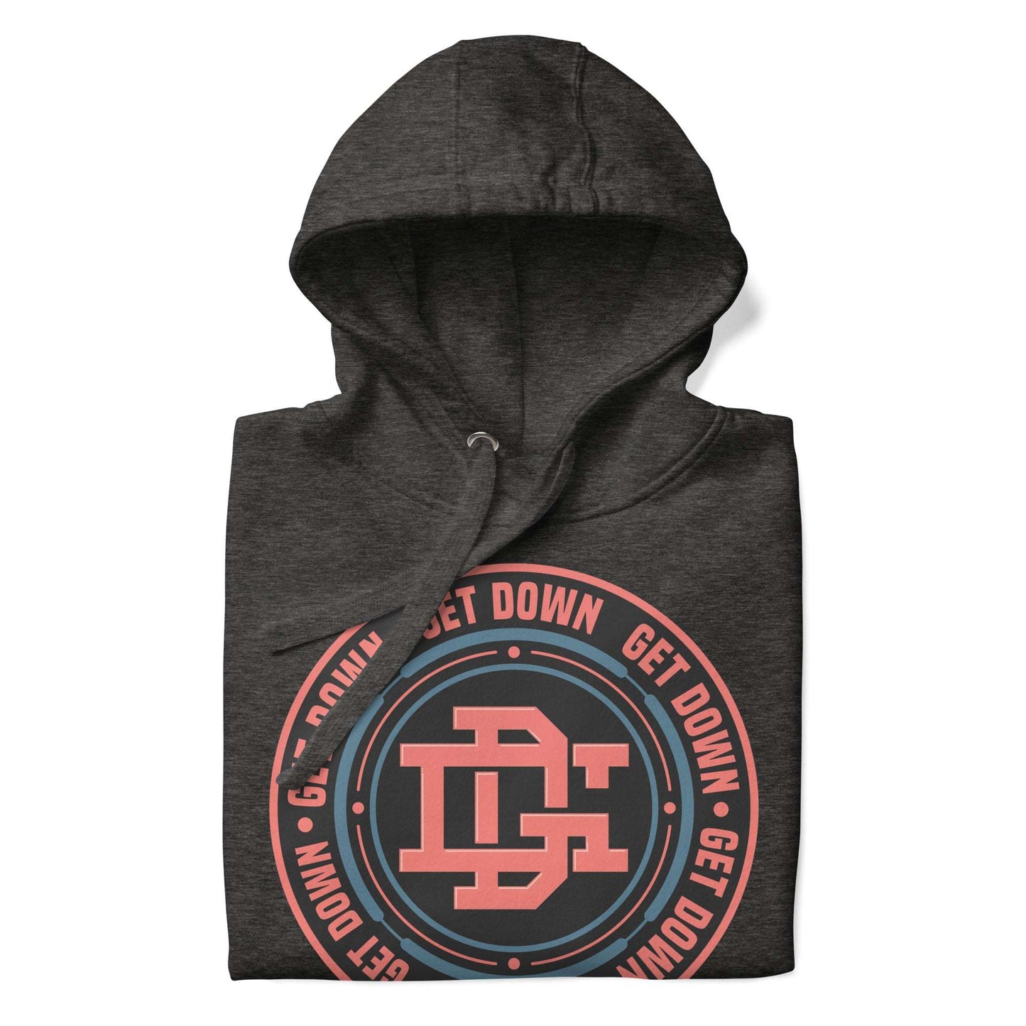 darkgray-get-down-logo-hoodie-dark-front-by-b.different-clothing-graffiti-inspired-independent-streetwear-brand