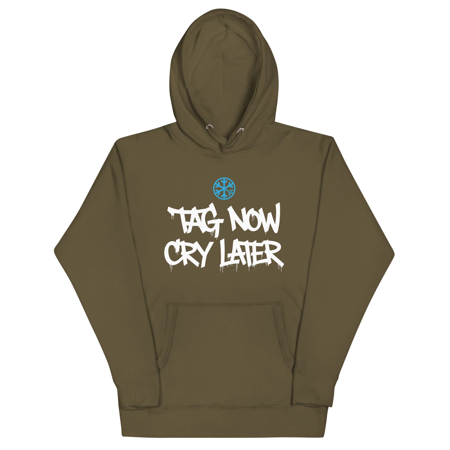 green-tag-now-cry-later-graffiti-tag-hoodie-front-by-b.different-clothing-graffiti-inspired-independent-streetwear-brand