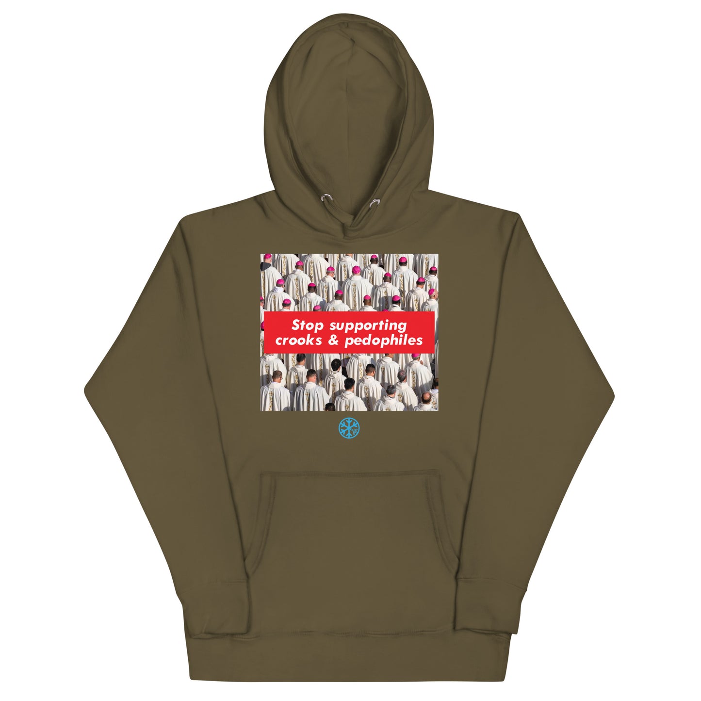 Green-Vatican Crooks Hoodie from B.Different Clothing, front view, graffiti-inspired streetwear
