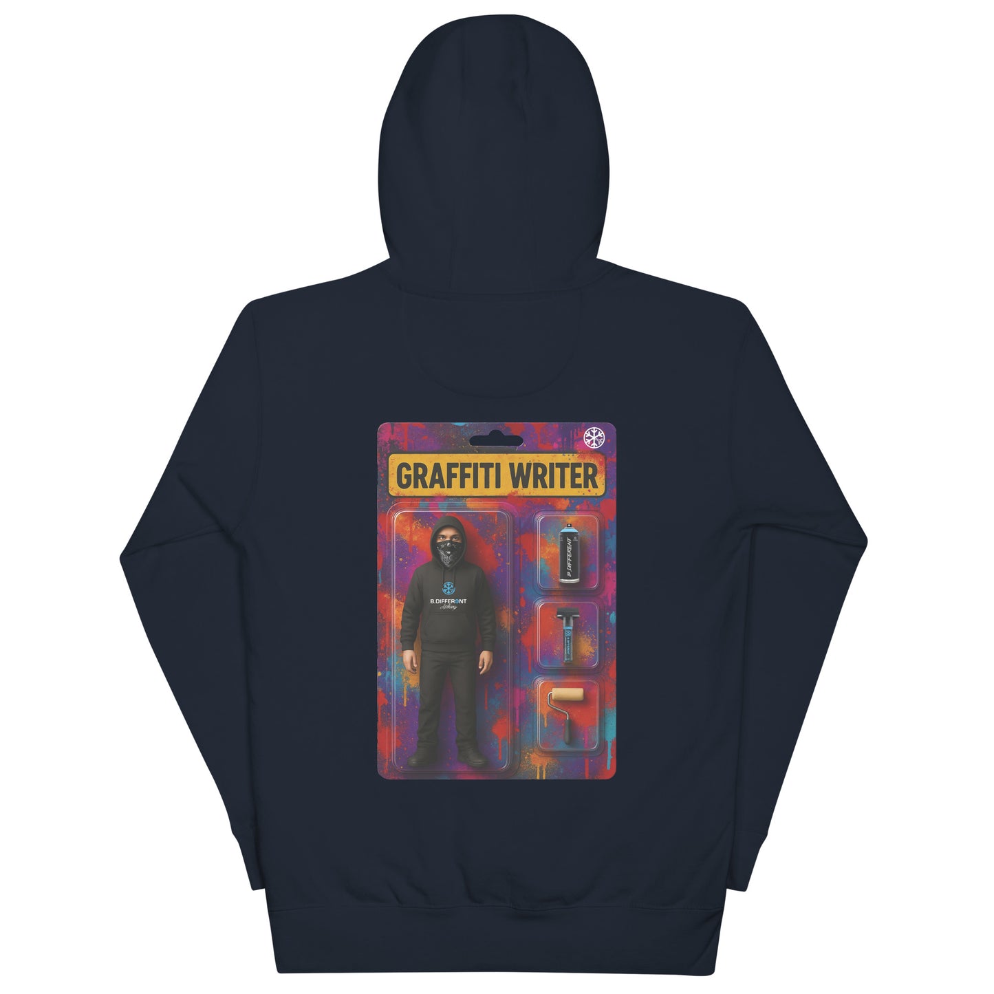 navy-graffiti-artist-action-figure-hoodie-back-by-b.different-clothing-graffiti-inspired-independent-streetwear-brand