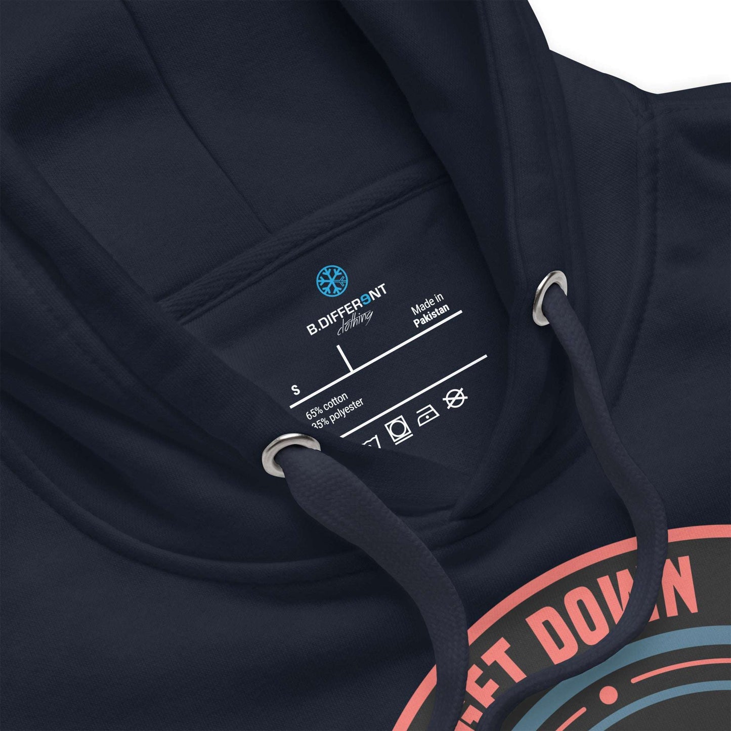 navy-get-down-logo-hoodie-detail-by-b.different-clothing-graffiti-inspired-independent-streetwear-brand