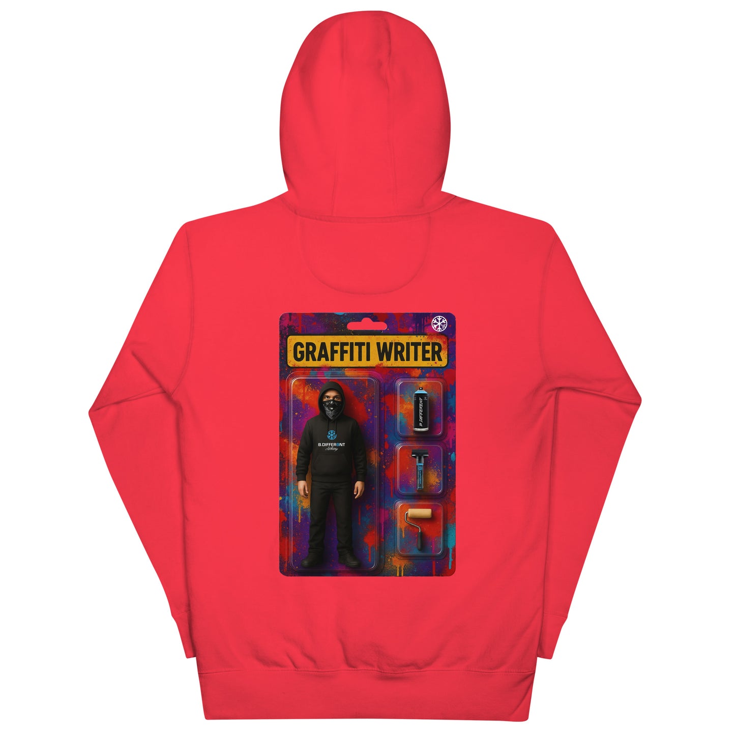 red-graffiti-artist-action-figure-hoodie-back-by-b.different-clothing-graffiti-inspired-independent-streetwear-brand