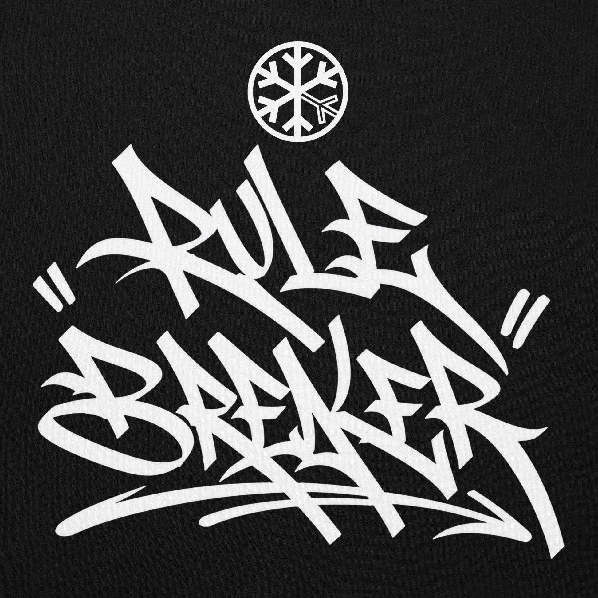 Black-Rule Breaker Graffiti Tag Hoodie from B.Different Clothing, front graphic, graffiti-inspired streetwear