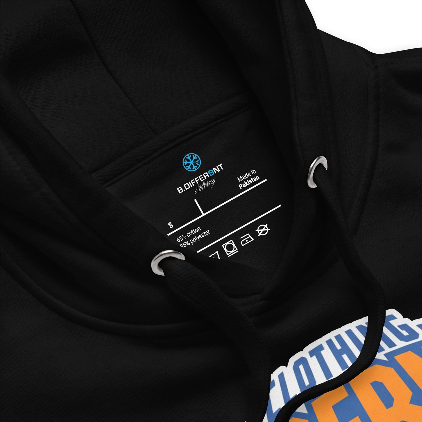 Black-BDFRNT Logo 2011 Hoodie from B.Different Clothing, collar, graffiti-inspired streetwear