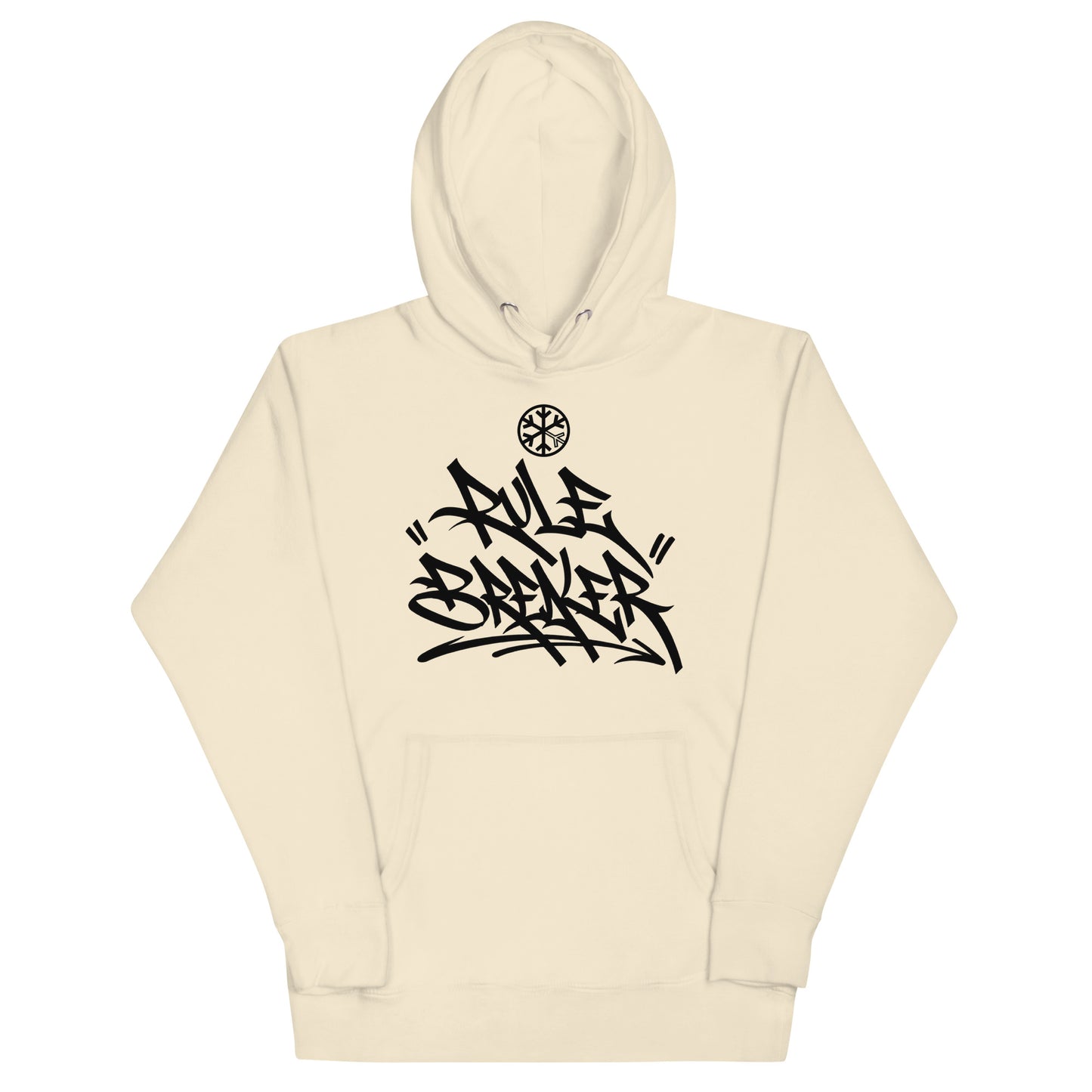 Bone-Rule Breaker Graffiti Tag Hoodie from B.Different Clothing, front view, graffiti-inspired streetwear