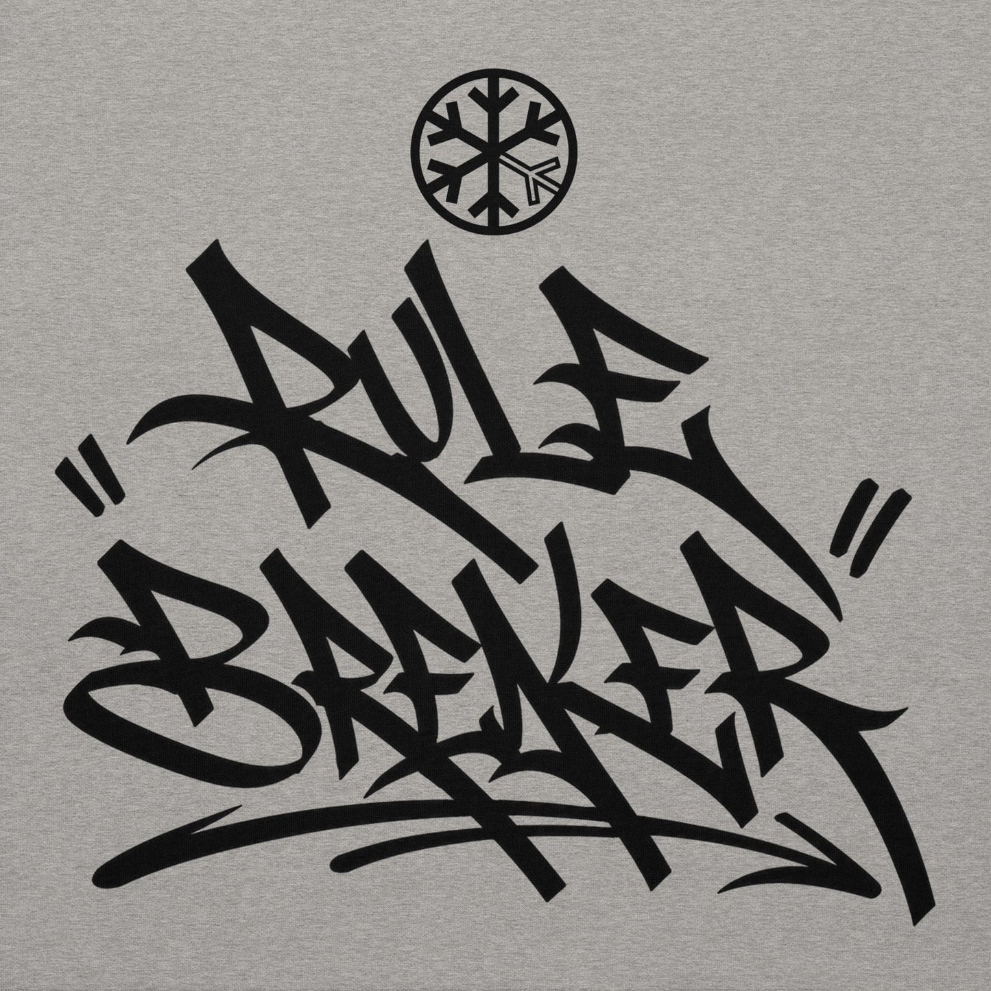 Carbon Grey-Rule Breaker Graffiti Tag Hoodie from B.Different Clothing, front graphic, graffiti-inspired streetwear
