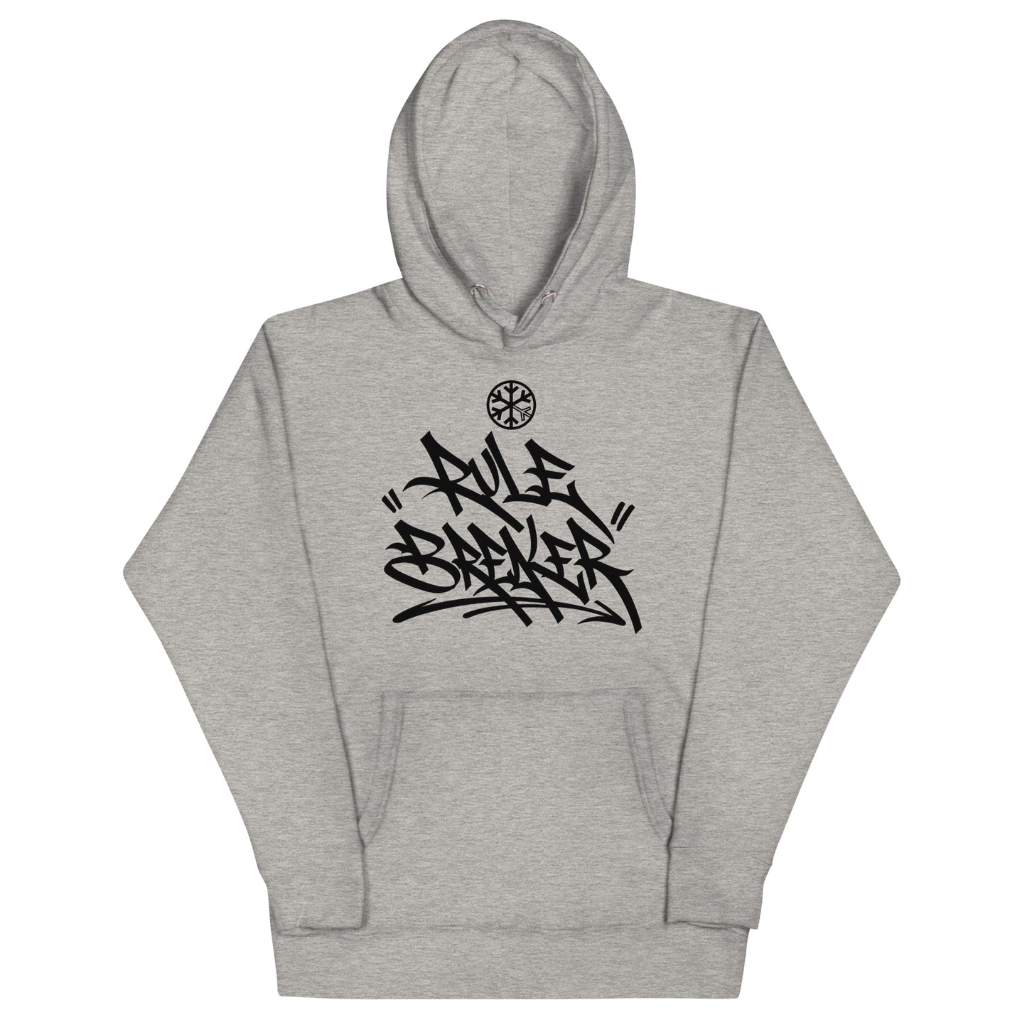 Carbon Grey-Rule Breaker Graffiti Tag Hoodie from B.Different Clothing, front view, graffiti-inspired streetwear