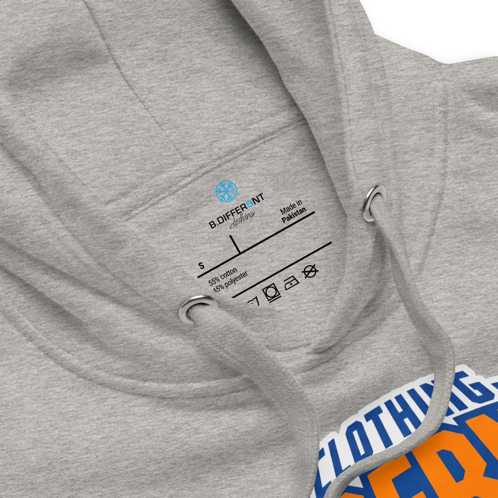 Gray-BDFRNT Logo 2011 Hoodie from B.Different Clothing, collar, graffiti-inspired streetwear