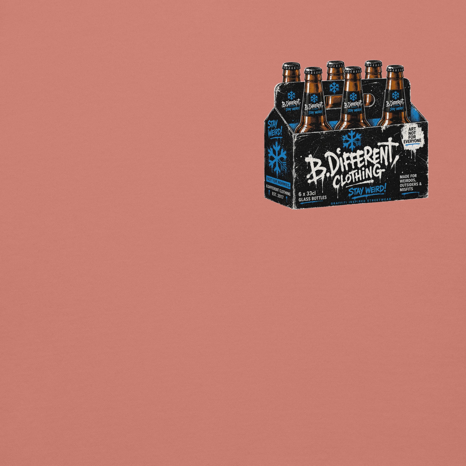 Pink-Six Pack Beer Graffiti Hoodie from B.Different Clothing, front graphic, graffiti-inspired streetwear