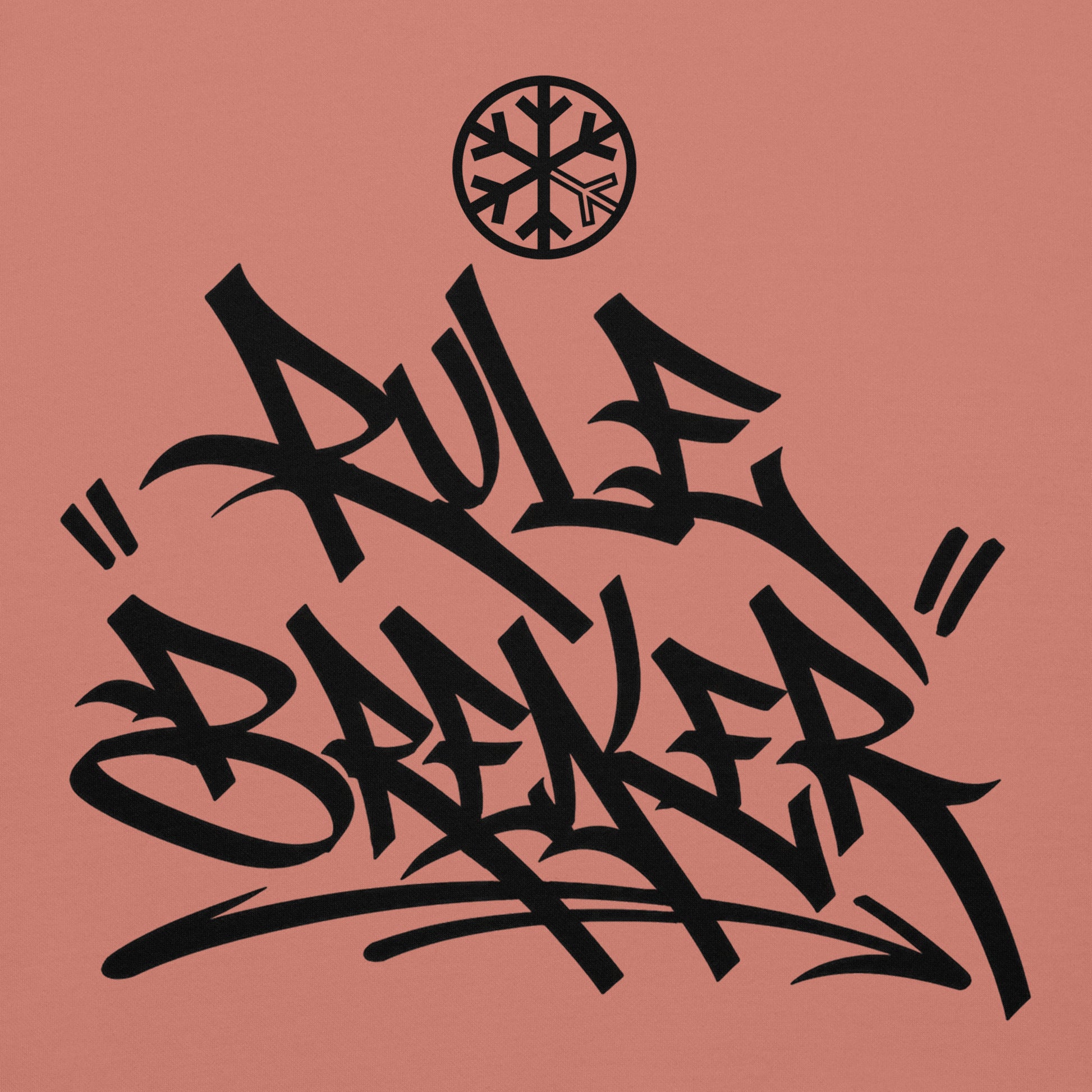 Dusty Rose-Rule Breaker Graffiti Tag Hoodie from B.Different Clothing, front graphic, graffiti-inspired streetwear