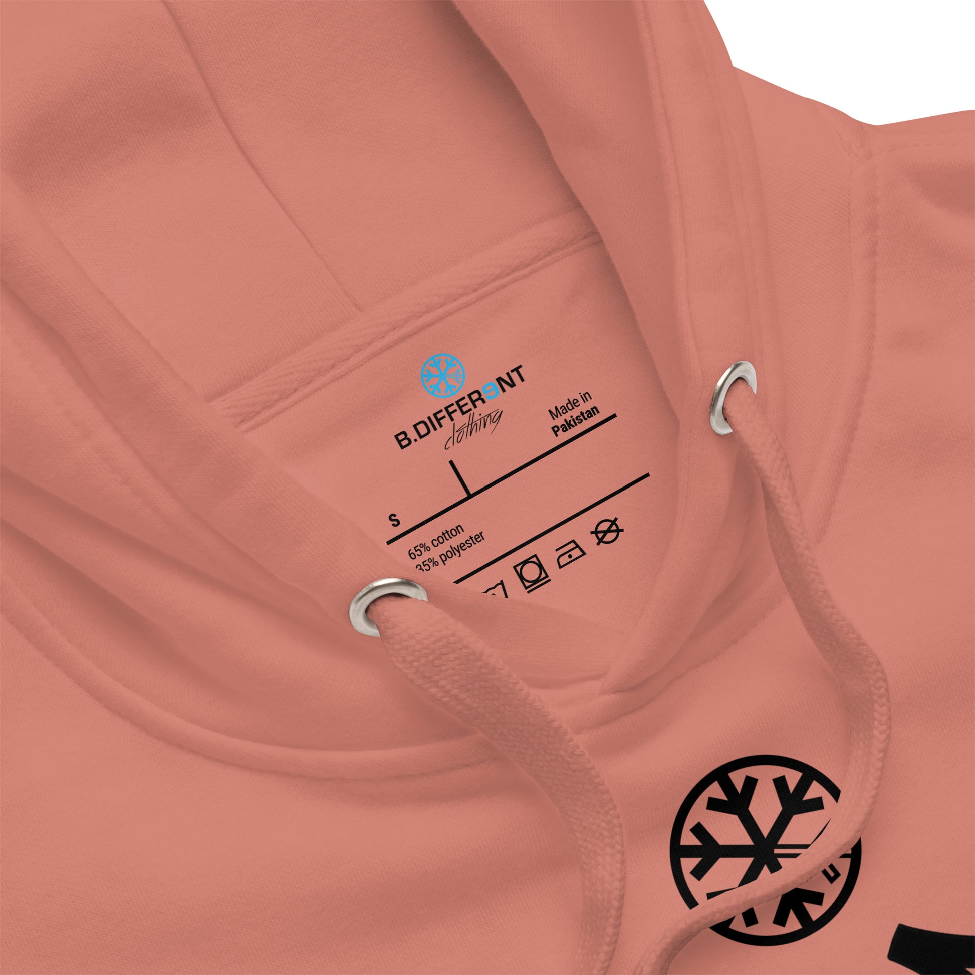 Dusty Rose-Rule Breaker Graffiti Tag Hoodie from B.Different Clothing, collar, graffiti-inspired streetwear