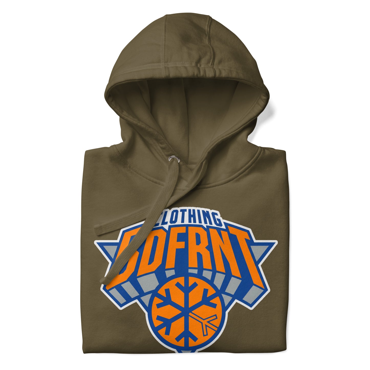 Green-BDFRNT Logo 2011 Hoodie from B.Different Clothing, folded, graffiti-inspired streetwear