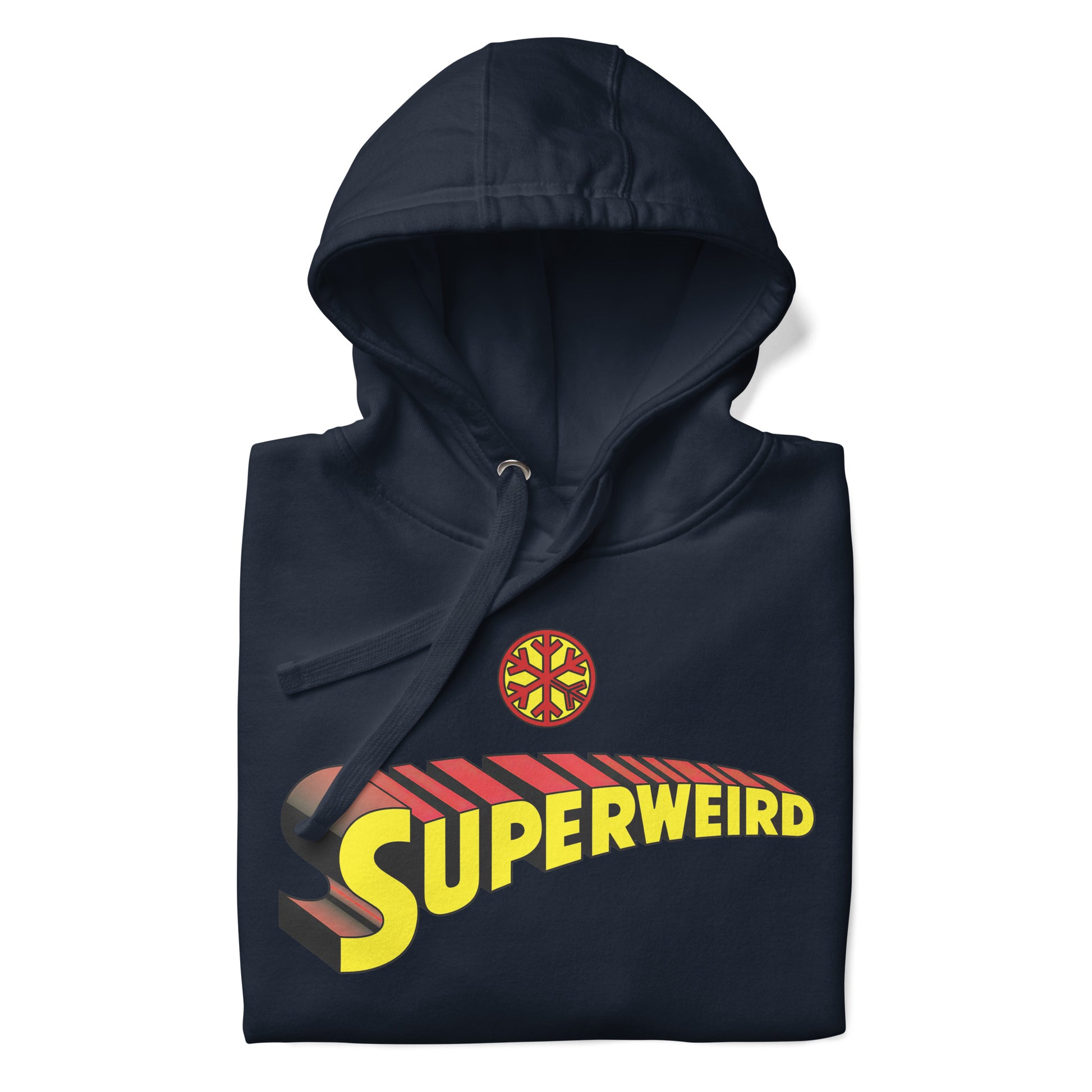 Navy-Superweird Hoodie from B.Different Clothing, folded, graffiti-inspired streetwear