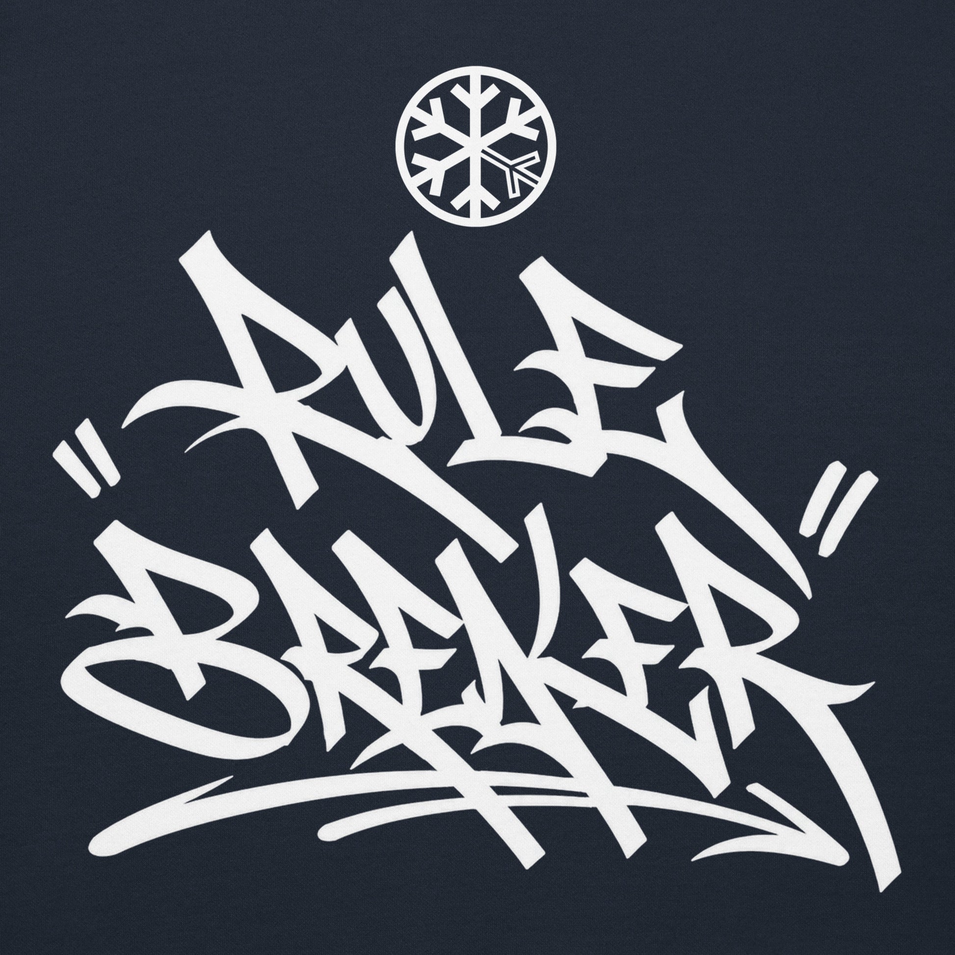 Navy Blazer-Rule Breaker Graffiti Tag Hoodie from B.Different Clothing, front graphic, graffiti-inspired streetwear
