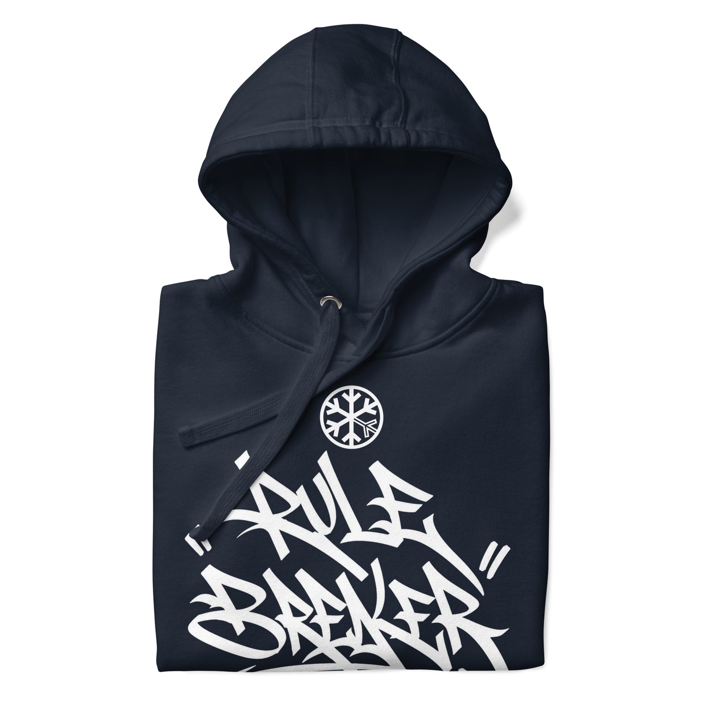 Navy Blazer-Rule Breaker Graffiti Tag Hoodie from B.Different Clothing, folded, graffiti-inspired streetwear