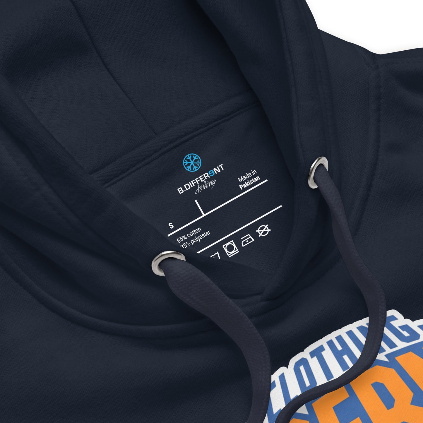 Navy-BDFRNT Logo 2011 Hoodie from B.Different Clothing, collar, graffiti-inspired streetwear