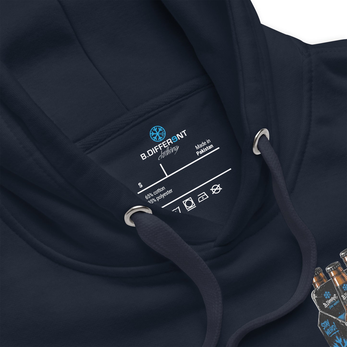 Navy-Six Pack Beer Graffiti Hoodie from B.Different Clothing, collar, graffiti-inspired streetwear