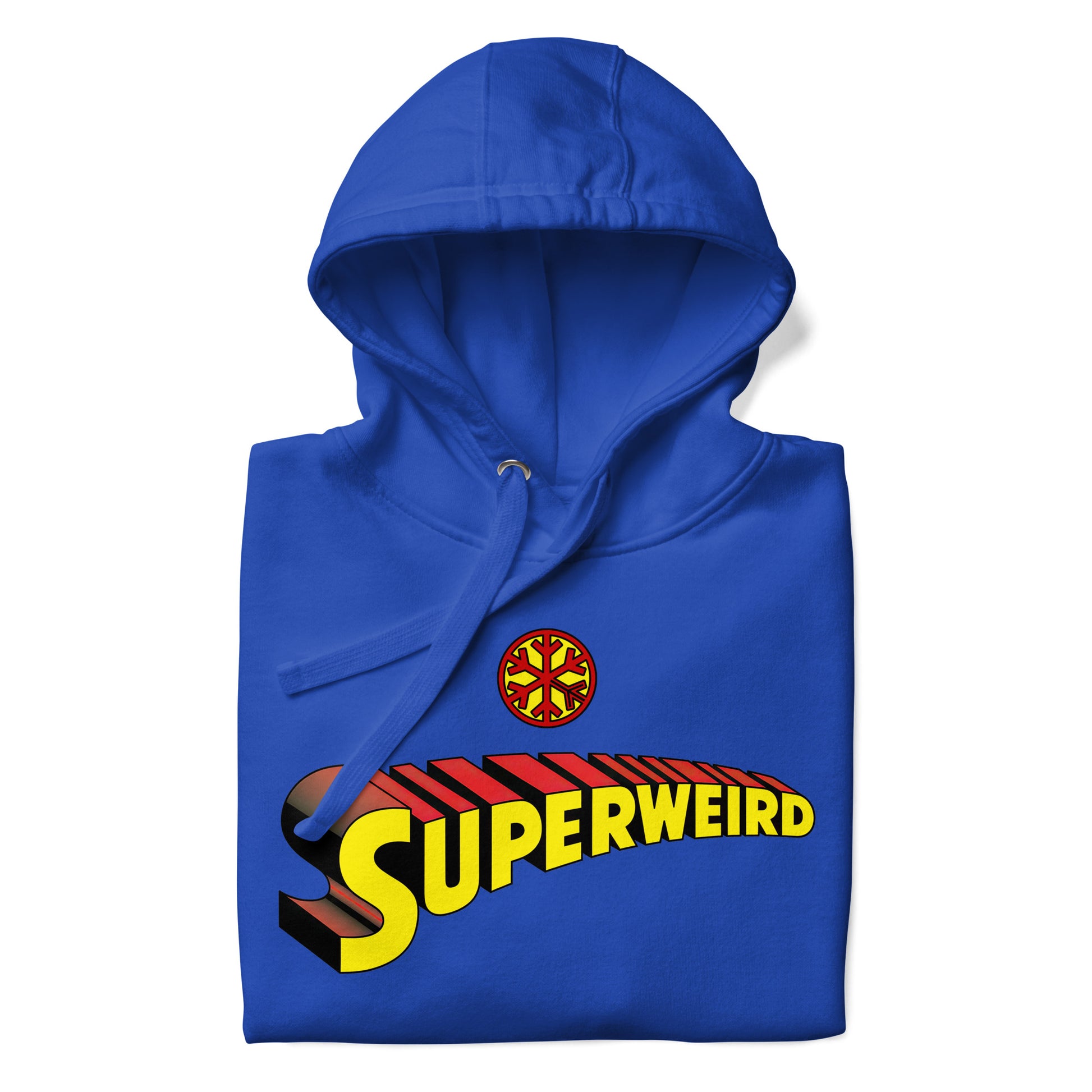 Blue-Superweird Hoodie from B.Different Clothing, folded, graffiti-inspired streetwear