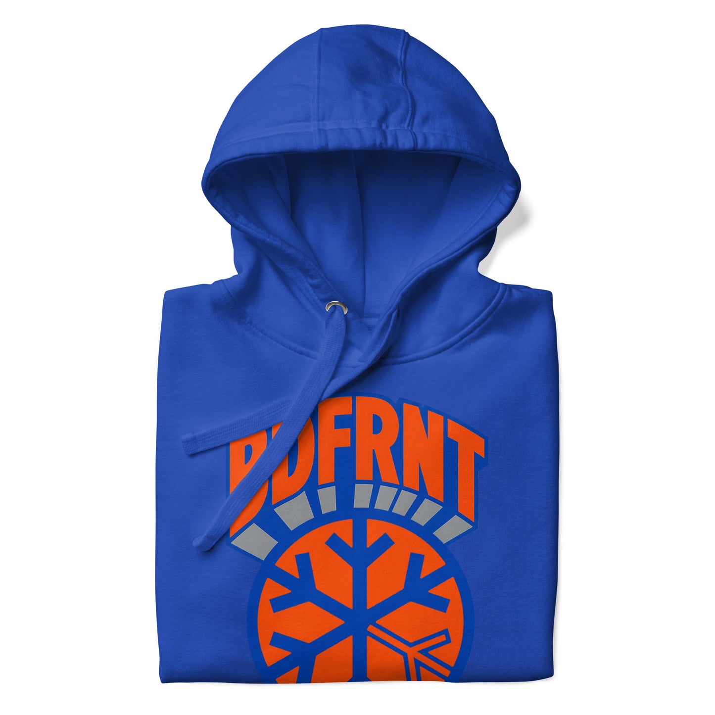 Blue-BDFRNT Logo 1989 Hoodie from B.Different Clothing, folded, graffiti-inspired streetwear