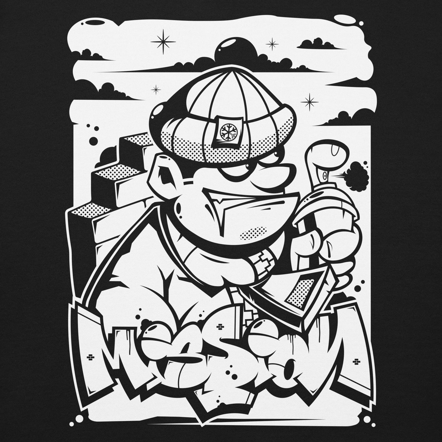 Black-Mission Graffiti Character Sweatshirt from B.Different Clothing, graphic, graffiti-inspired streetwear