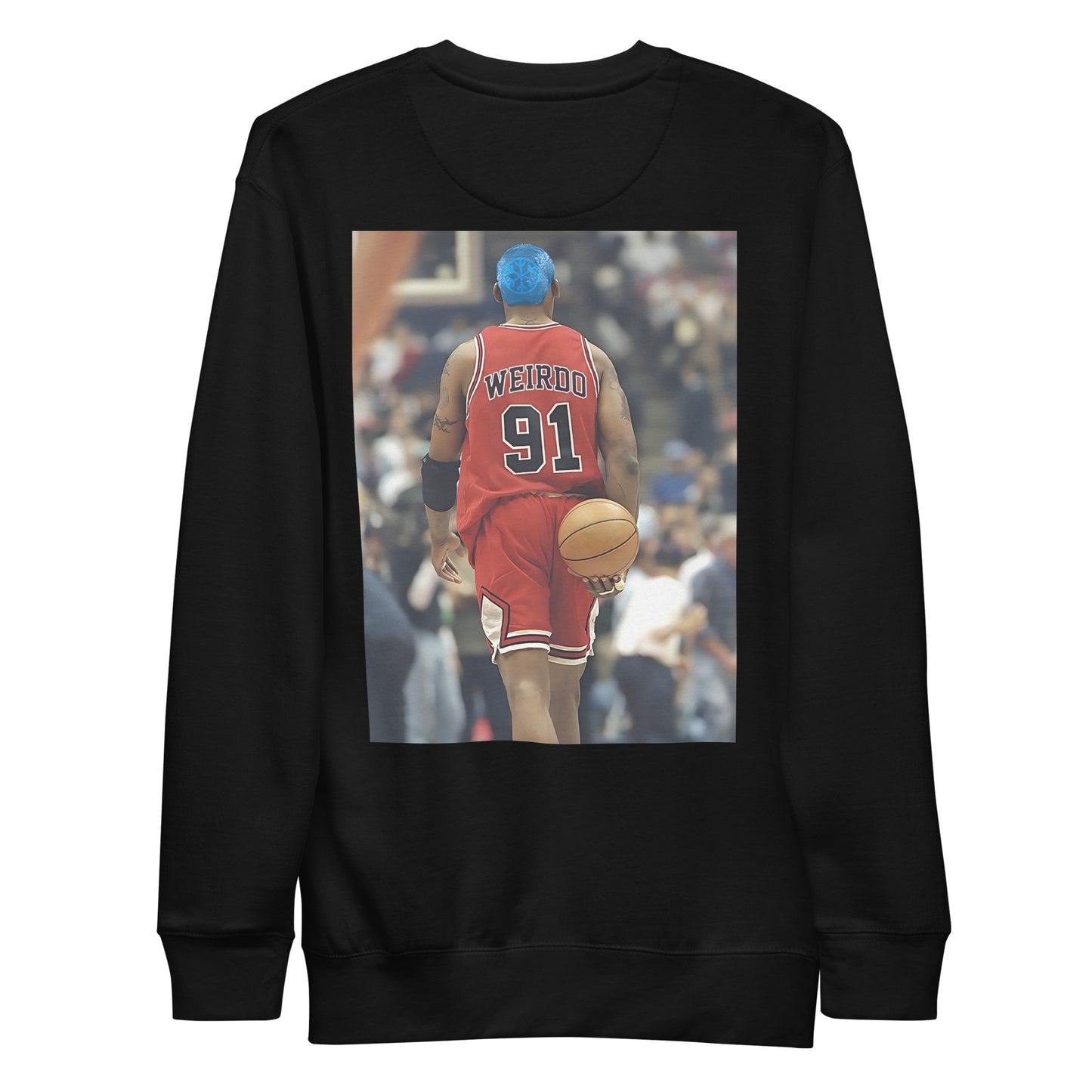 Black-Dennis Graffiti Sweatshirt from B.Different Clothing, back view, graffiti-inspired streetwear