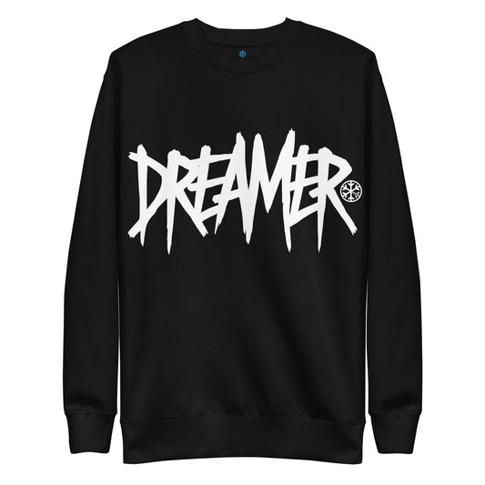 Black-Dreamer Graffiti Tag Sweatshirt from B.Different Clothing, front view, graffiti-inspired streetwear