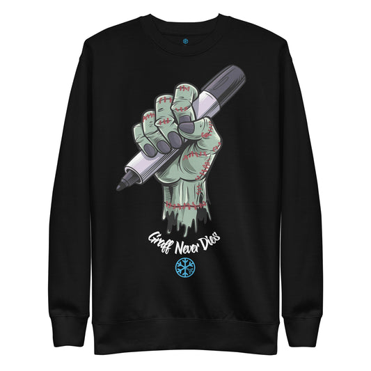 Black-Thing Graffiti Sweatshirt from B.Different Clothing, front view, graffiti-inspired streetwear