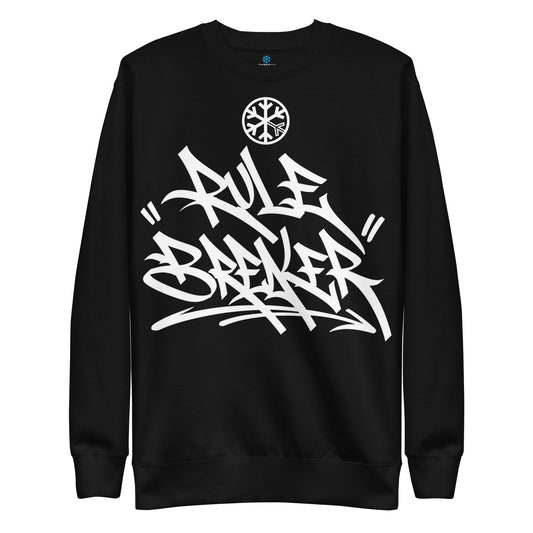 Black-Rule Breaker Graffiti Tag Sweatshirt from B.Different Clothing, front view, graffiti-inspired streetwear