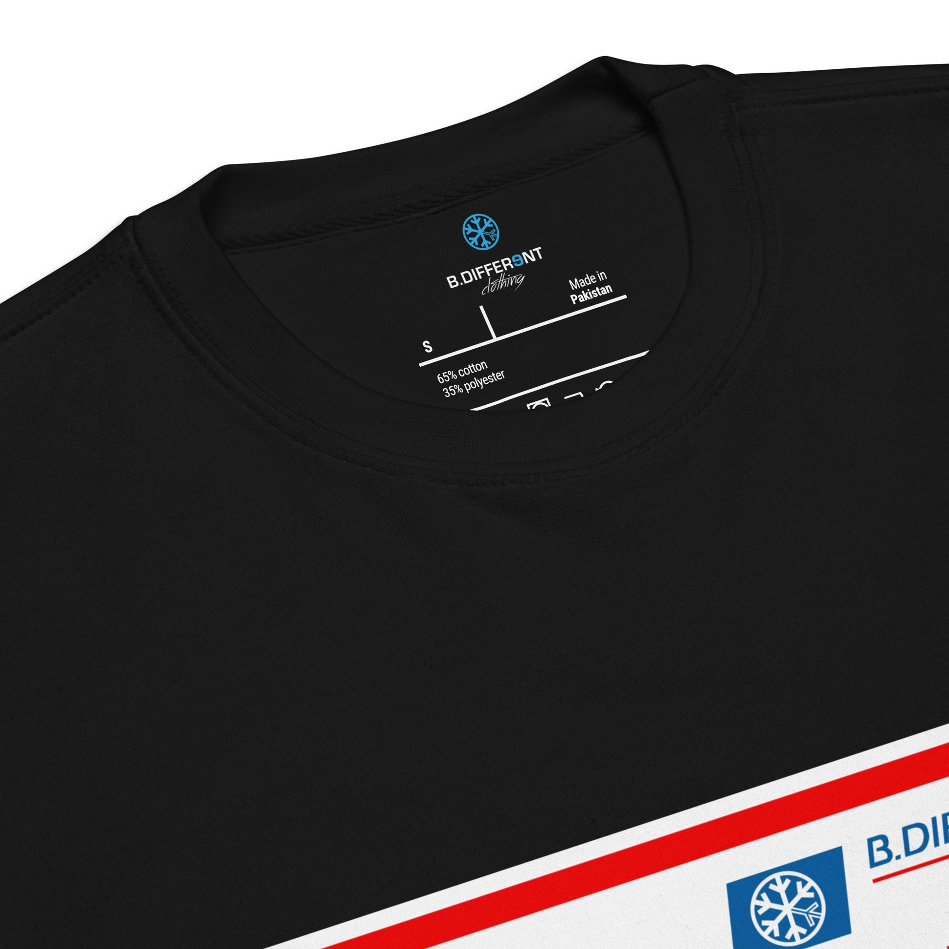 Black-Priority Mail Graffiti Sweatshirt from B.Different Clothing, collar, graffiti-inspired streetwear