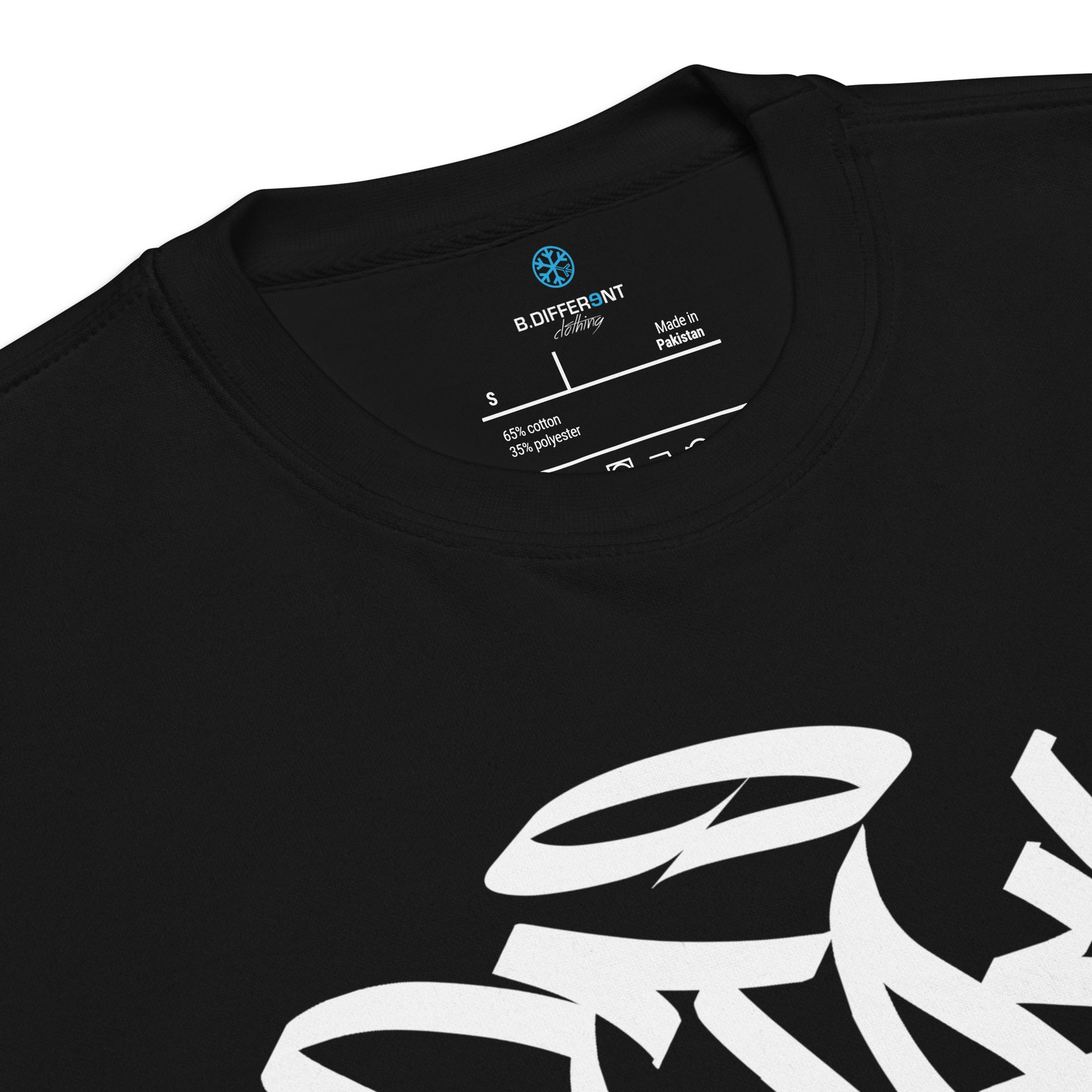 Black-Stay Weird Graffiti Tag Sweatshirt from B.Different Clothing, collar, graffiti-inspired streetwear