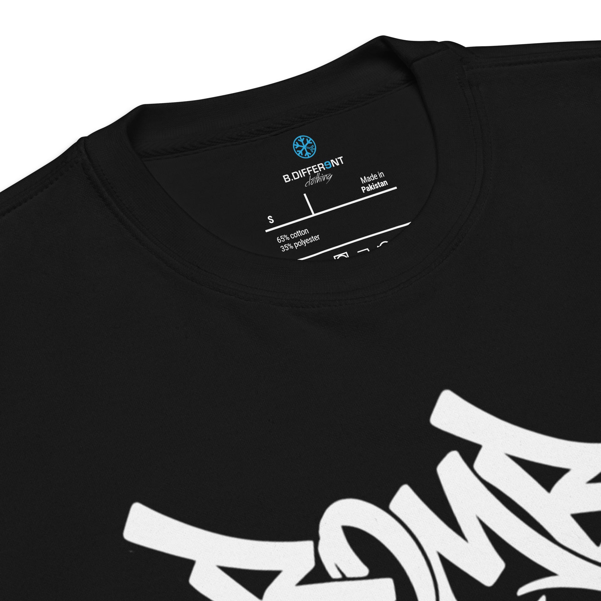 Black-Bomb The System Graffiti Sweatshirt from B.Different Clothing, collar, graffiti-inspired streetwear