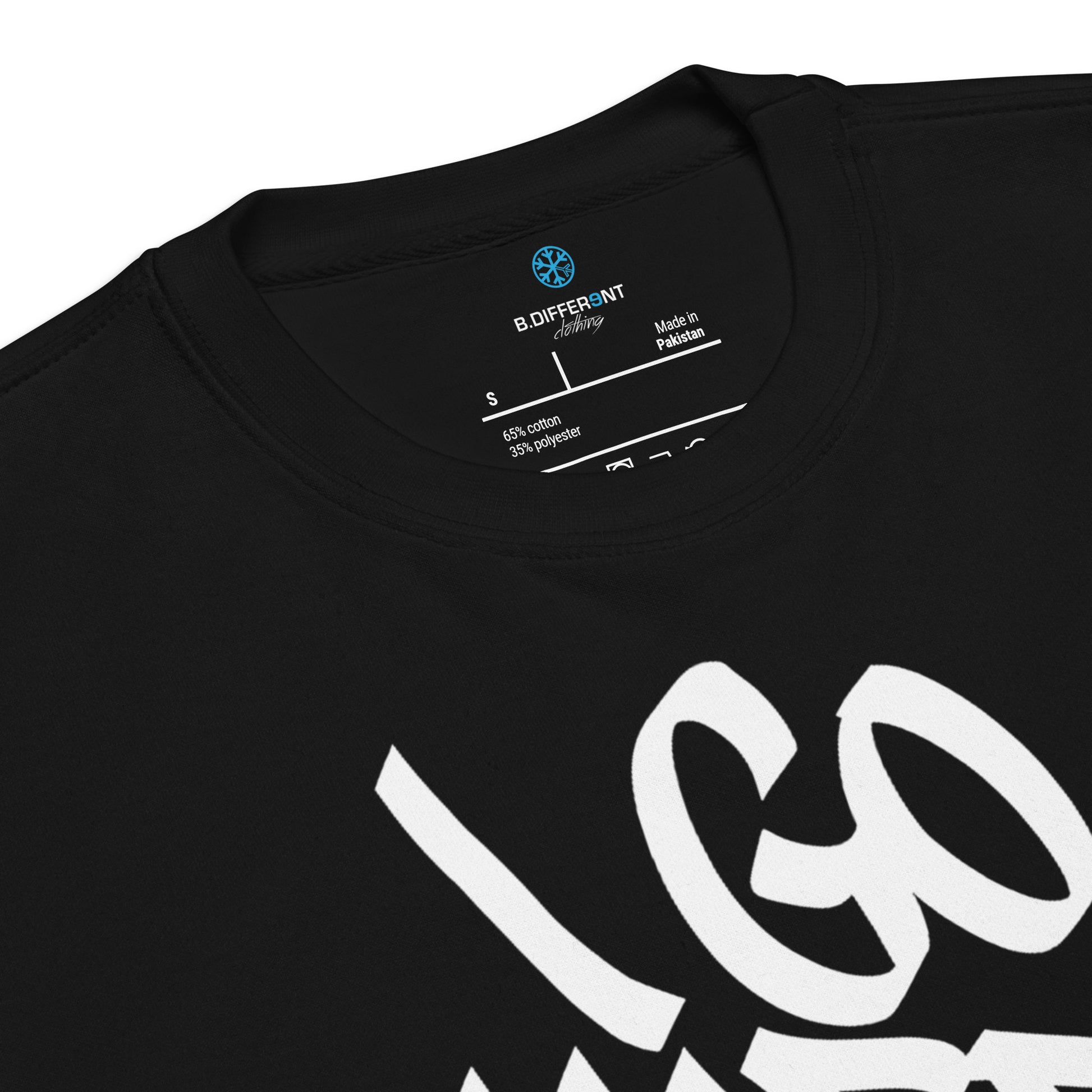 Black-I Go Hard With My Paint Graffiti Sweatshirt from B.Different Clothing, collar, graffiti-inspired streetwear