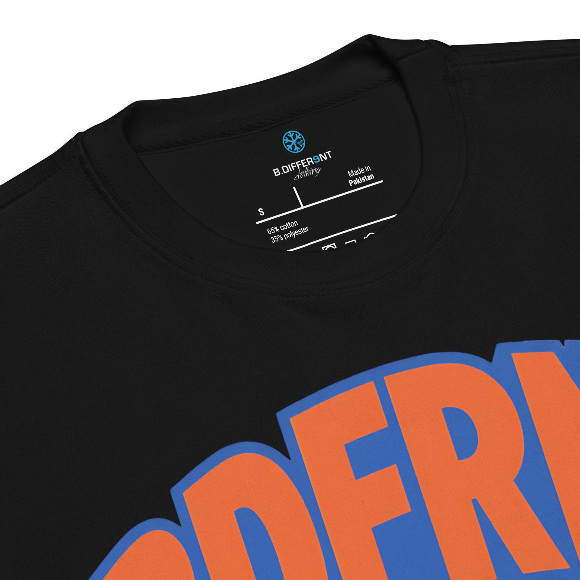 Black-BDFRNT Logo 1989 Sweatshirt from B.Different Clothing, collar, graffiti-inspired streetwear