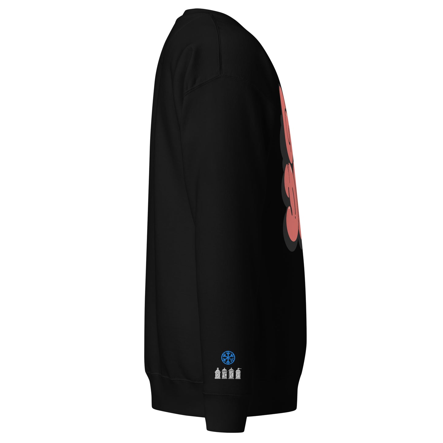 Black-Get Down Graffiti Throw-up Sweatshirt from B.Different Clothing, side view, graffiti-inspired streetwear