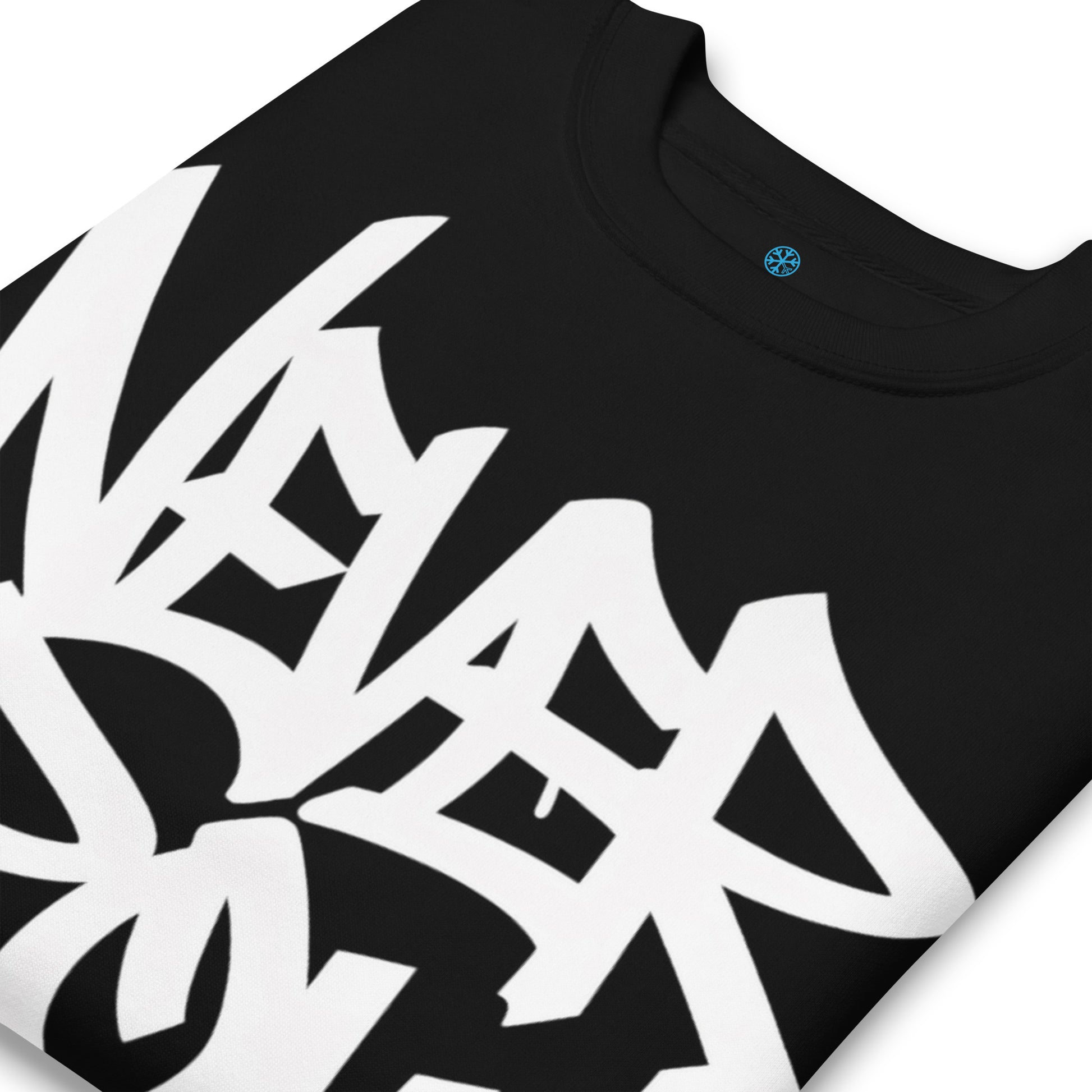Black-Never Grow Up Graffiti Sweatshirt from B.Different Clothing, detail, graffiti-inspired streetwear