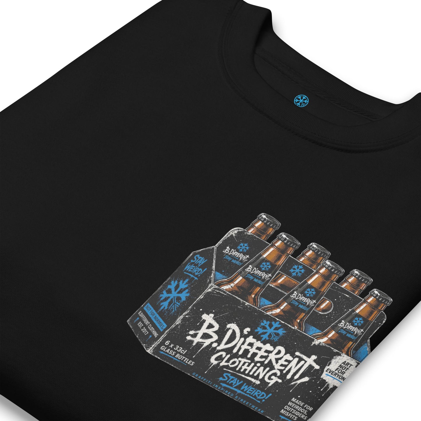 Black-Six Pack Beer Graffiti Sweatshirt from B.Different Clothing, detail, graffiti-inspired streetwear