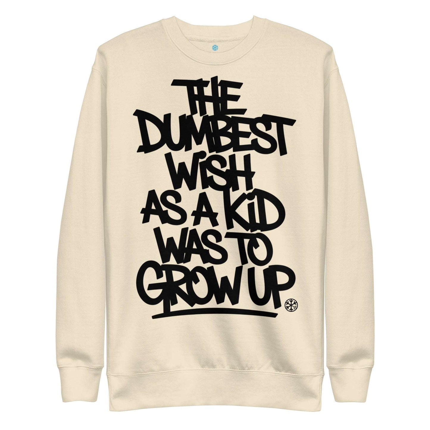 beige-the-dumbest-wish-graffiti-tag-sweatshirt-front-by-b.different-clothing-graffiti-inspired-independent-streetwear-brand