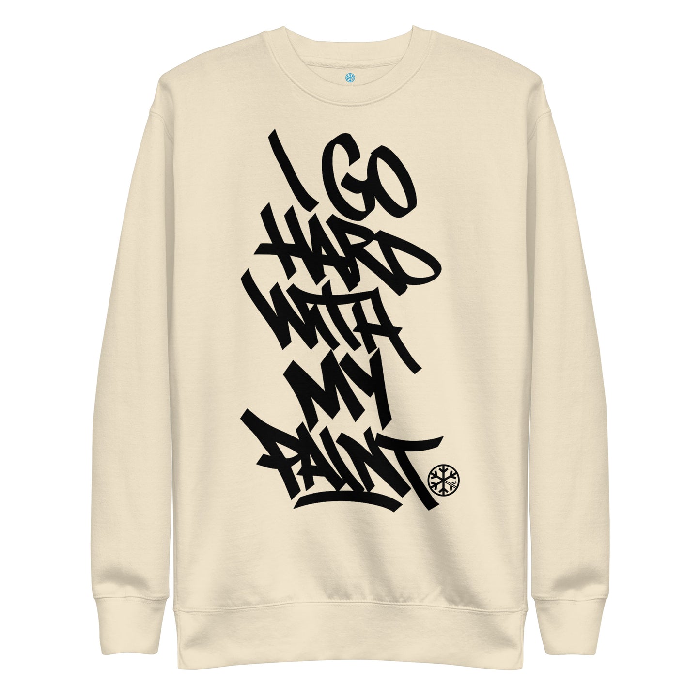 Beige-I Go Hard With My Paint Graffiti Sweatshirt from B.Different Clothing, front view, graffiti-inspired streetwear