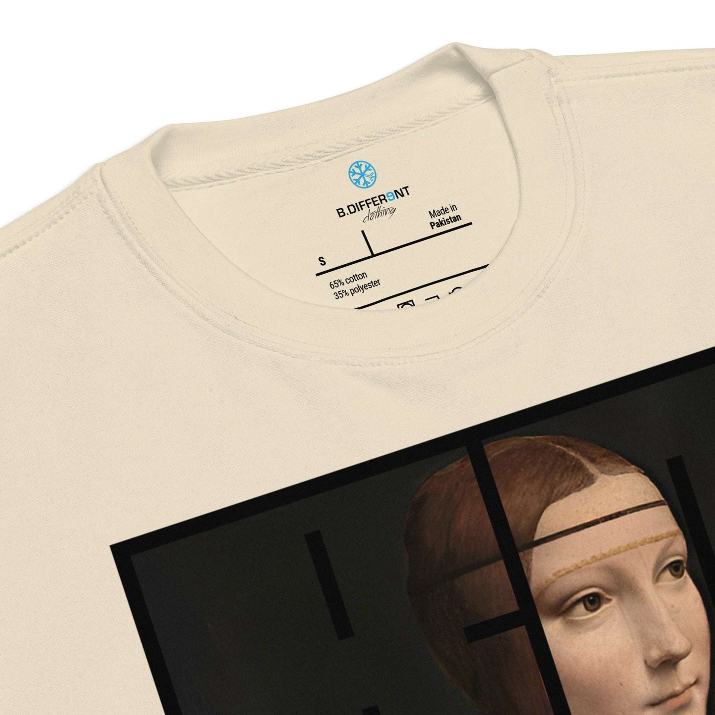 beige-bdfrnt-blockbuster-graffiti-piece-lady-with-ermine-sweatshirt-detail-by-b.different-clothing-graffiti-inspired-independent-streetwear-brand