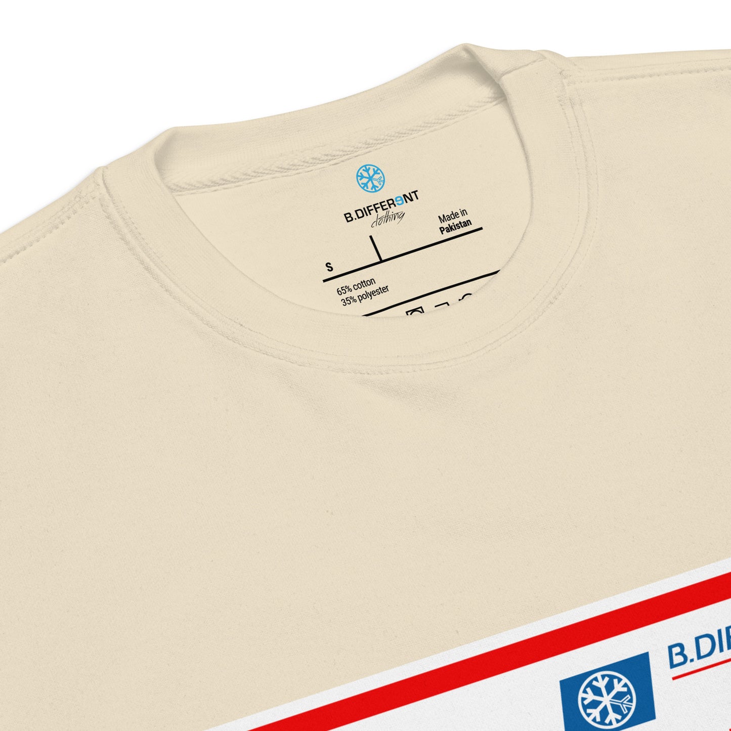 Beige-Priority Mail Graffiti Sweatshirt from B.Different Clothing, collar, graffiti-inspired streetwear