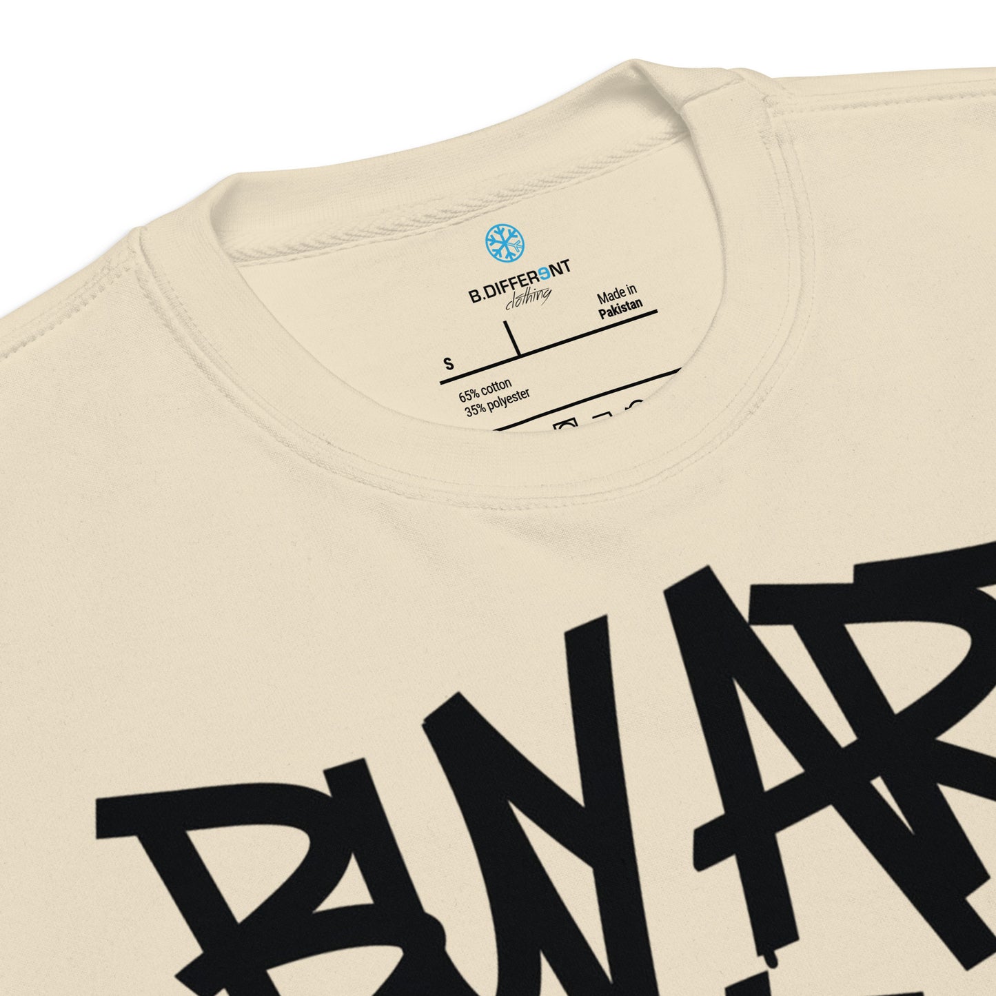 Beige-Buy Art Save a Weird Person Graffiti Sweatshirt from B.Different Clothing, collar, graffiti-inspired streetwear
