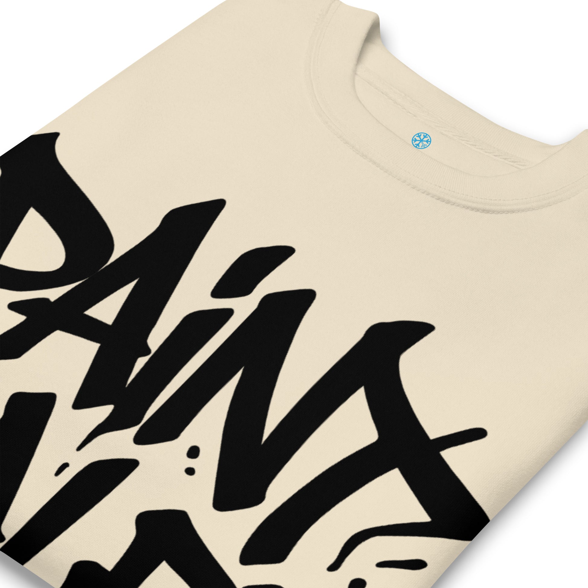Beige-Paint Dealer Graffiti Tag Sweatshirt from B.Different Clothing, detail, graffiti-inspired streetwear