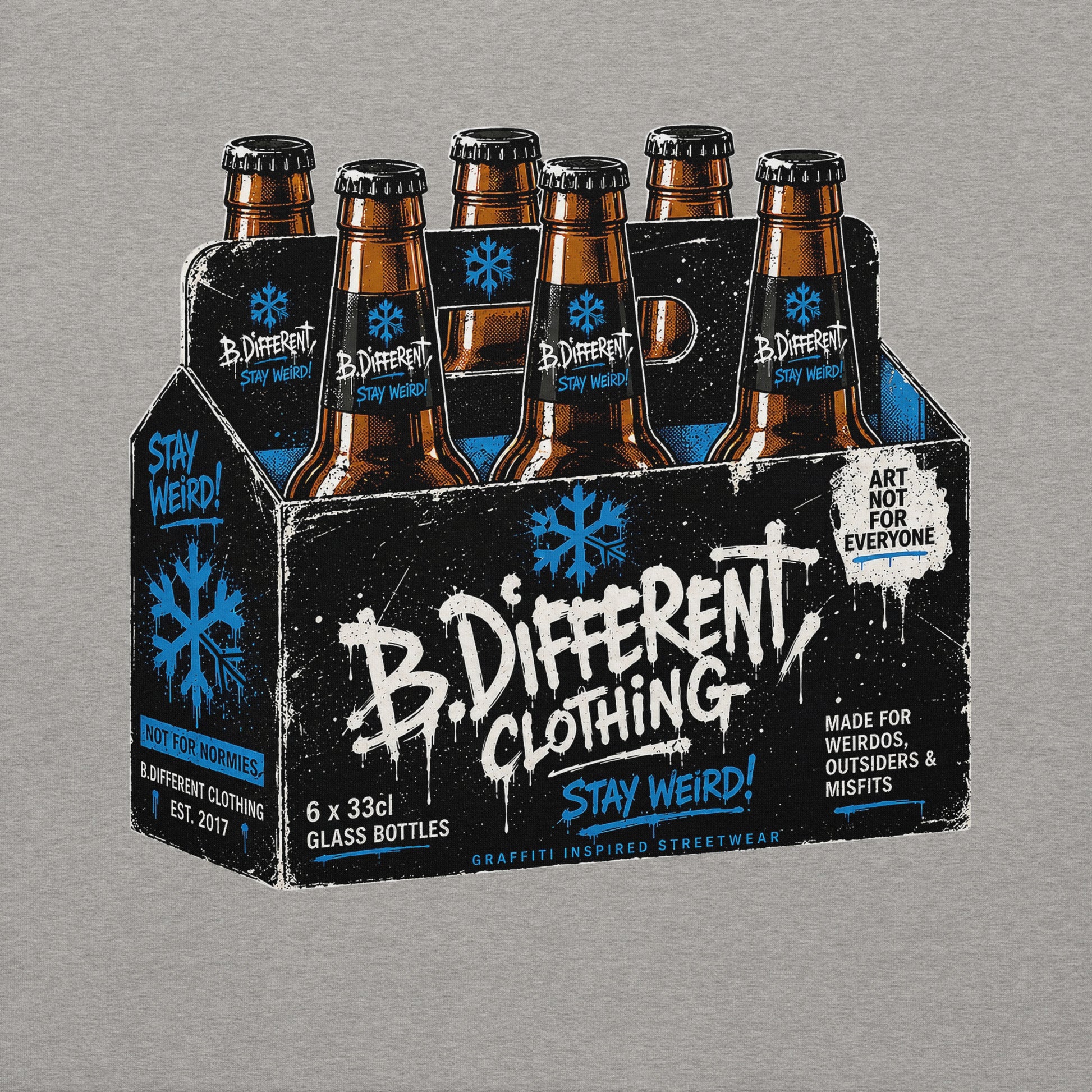 Gray-Six Pack Beer Graffiti Sweatshirt from B.Different Clothing, graphic, graffiti-inspired streetwear